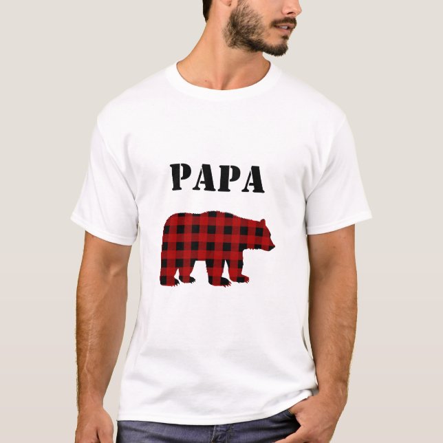 Papa Bear men's t-shirt Buffalo Plaid (Front)