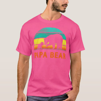 Papa Bear One Cub Vintage Sunset Fathers Day T-Shirt