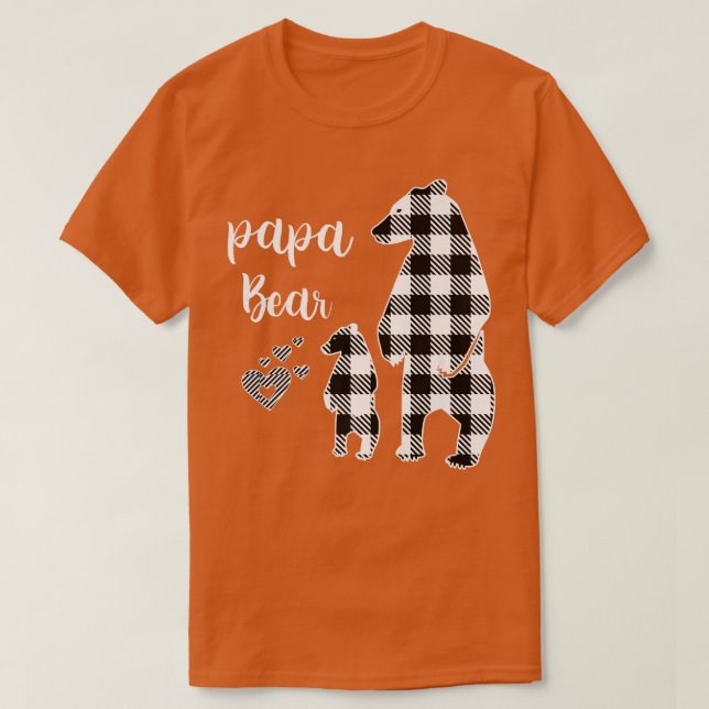 Papa Bear Pajama Grey Buffalo Plaid Premium  T-Shirt (Design Front)