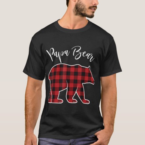 Papa Bear Pajama Red Buffalo Xmas Funny Family Chr T_Shirt