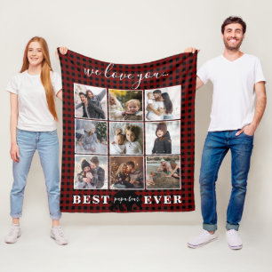 Papa Bear Photo Collage Dad gift Fleece Blanket