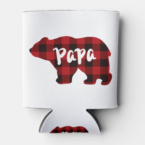 Papa Bear _ Red and Black buffalo plaid Can Cooler