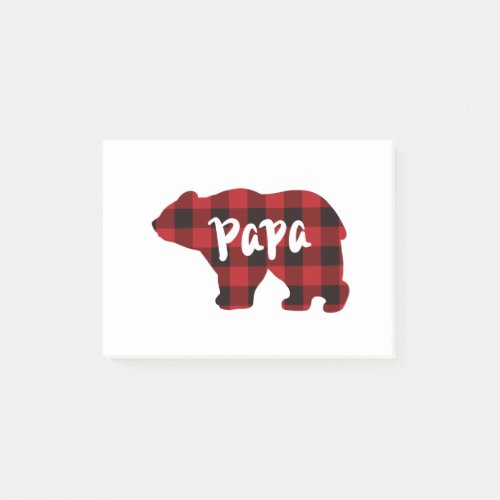 Papa Bear _ Red and Black buffalo plaid Post_it Notes