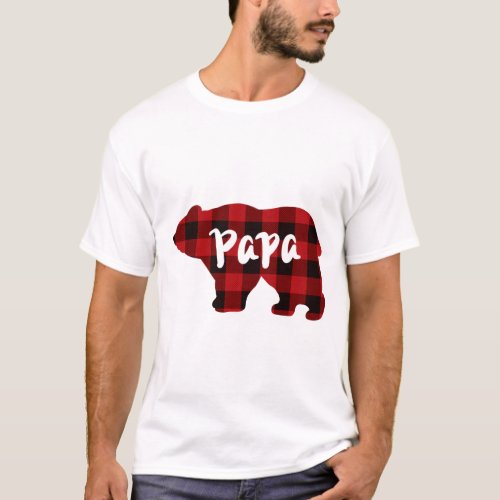 Papa Bear _ Red and Black buffalo plaid T_Shirt