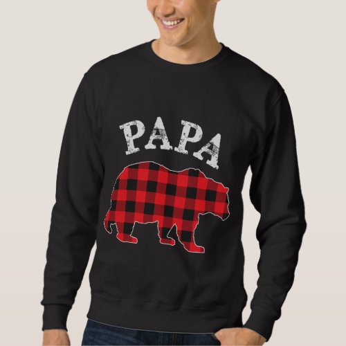 PAPA Bear RED Black Buffalo Plaid Mama Checkerboar Sweatshirt