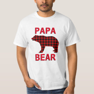 Papa Bear Red Black Plaid T-Shirt