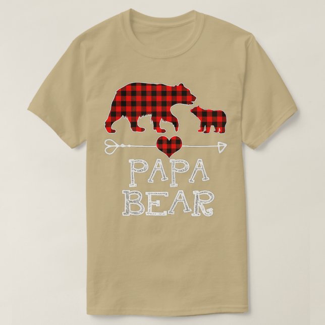 Papa Bear , Red Buffalo Plaid Papa Bear Pajama  T-Shirt (Design Front)