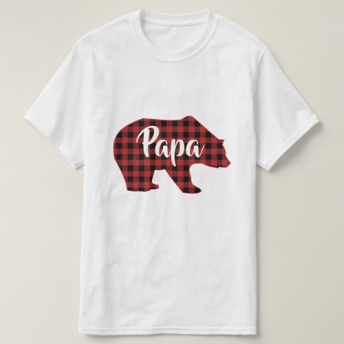 Papa Bear Red Buffalo Plaid T_Shirt