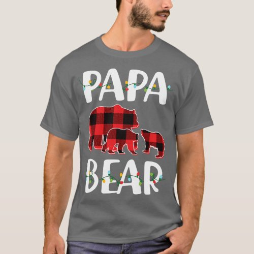 Papa Bear Red Plaid Christmas Pajama Matching Fami T_Shirt