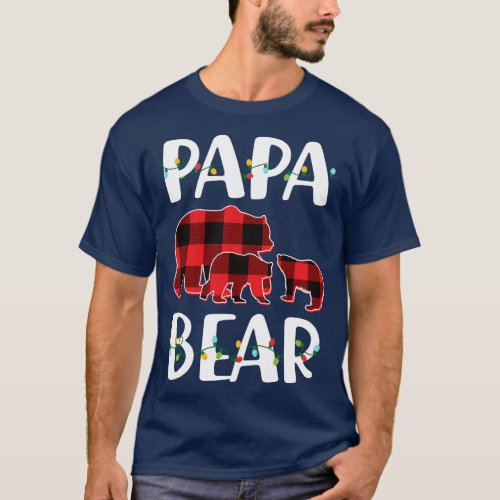 Papa Bear Red Plaid Christmas Pajama Matching Fami T_Shirt