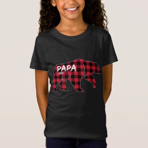 Papa Bear Red Plaid Matching Family Pajama Design T_Shirt