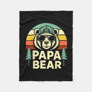 Papa bear retro dad father husband men funny fleece blanket