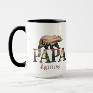 PAPA Bear –Rustic Watercolor Nature Silhouette Mug