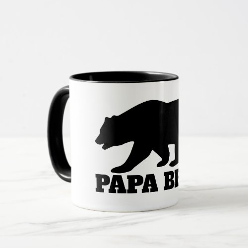 Papa bear silhouette coffee mug with black handle
