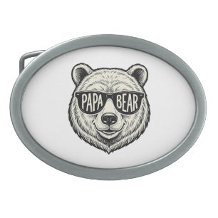 Papa Bear Sunglasses Bear Head Vector Design_1 Belt Buckle