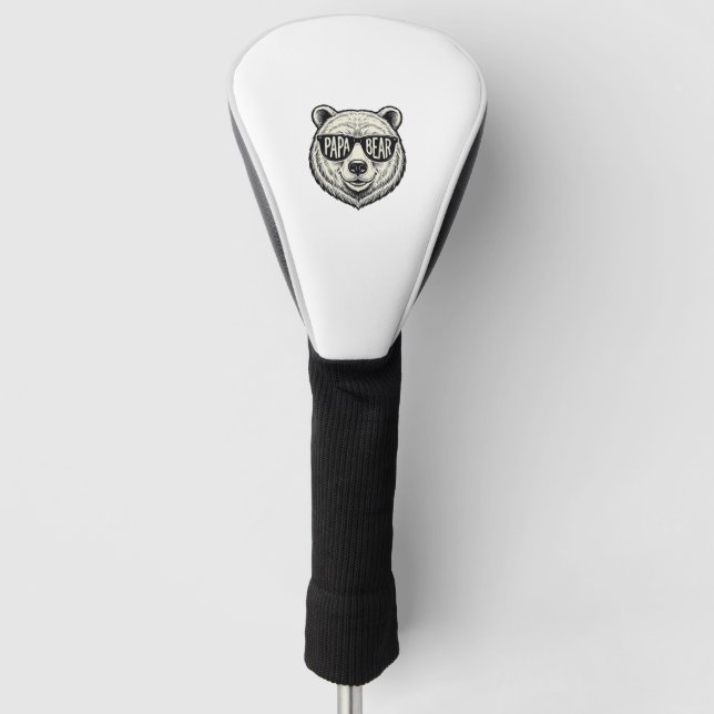 Papa Bear Sunglasses Bear Head Vector Design_1 Golf Head Cover (Front)