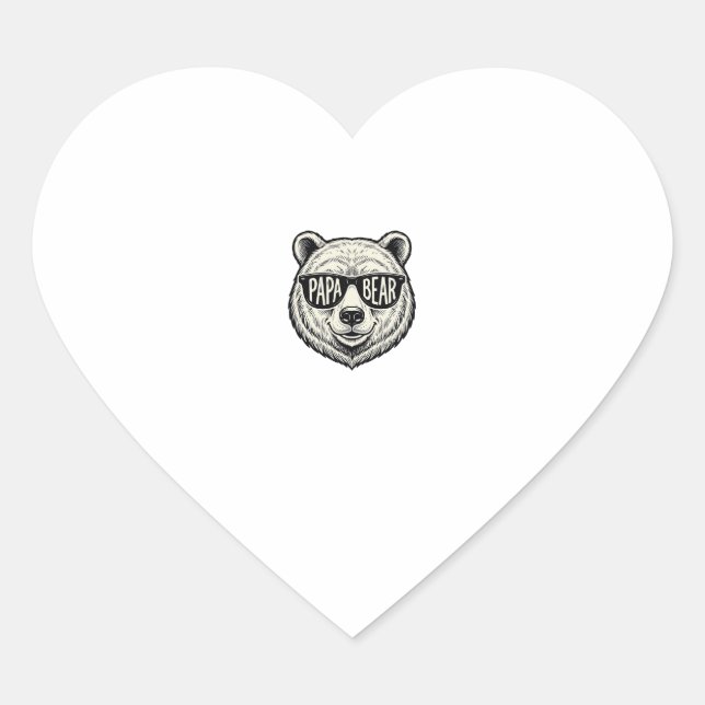 Papa Bear Sunglasses Bear Head Vector Design_1 Heart Sticker (Front)