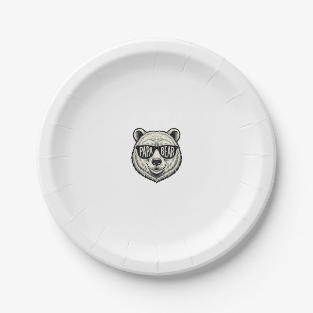 Papa Bear Sunglasses Bear Head Vector Design_1 Paper Plates (Front)