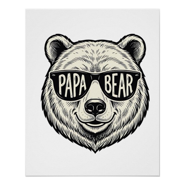 Papa Bear Sunglasses Bear Head Vector Design_1 Poster (Front)