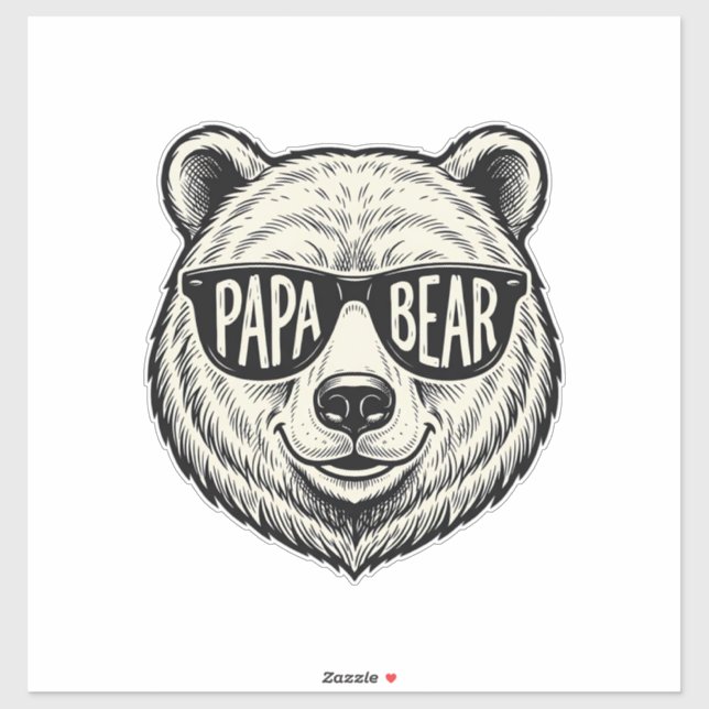 Papa Bear Sunglasses Bear Head Vector Design_1 Sticker (Sheet)