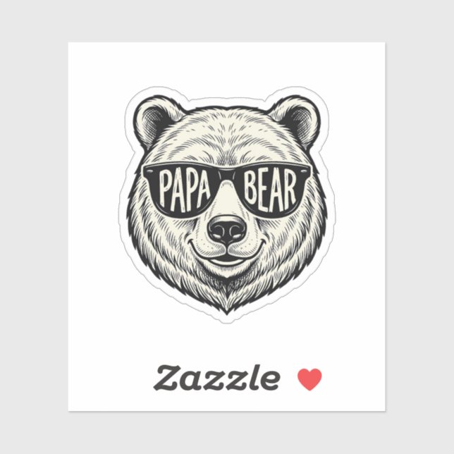 Papa Bear Sunglasses Bear Head Vector Design_1 Sticker (Sheet)