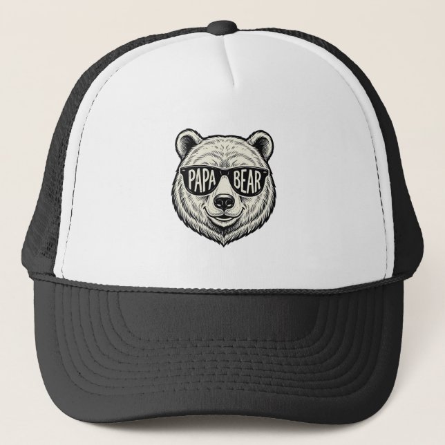 Papa Bear Sunglasses Bear Head Vector Design_1 Trucker Hat (Front)