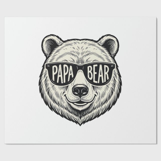 Papa Bear Sunglasses Bear Head Vector Design_1 Wrapping Paper (Flat)
