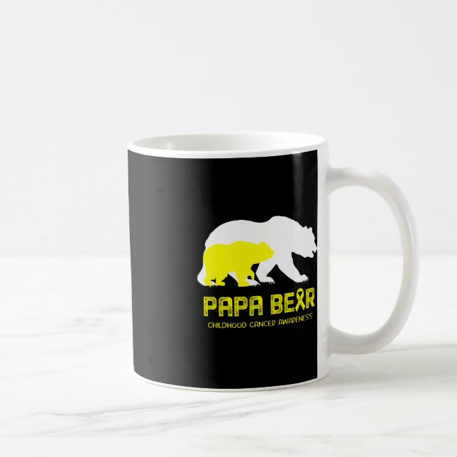 Papa Bear Support Childhood Cancer Awareness  Coffee Mug (Right)
