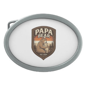 Papa Bear Vintage Engraving Bear Shirt Design_1 Belt Buckle