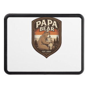 Papa Bear Vintage Engraving Bear Shirt Design_1 Hitch Cover