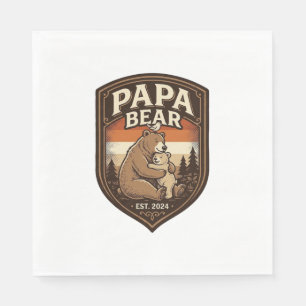 Papa Bear Vintage Engraving Bear Shirt Design_1 Napkins