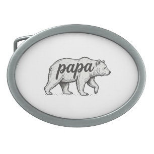Papa Bear Vintage Engraving Vector Design_1 Belt Buckle