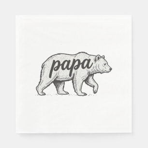 Papa Bear Vintage Engraving Vector Design_1 Napkins