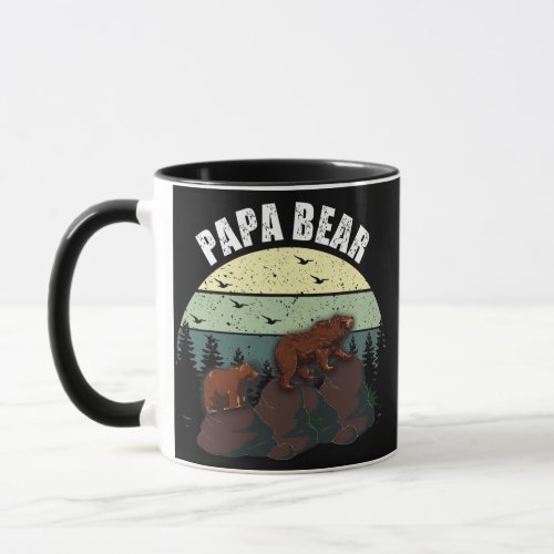 Papa Bear Vintage Fathers Day Dad Grandpa  Mug