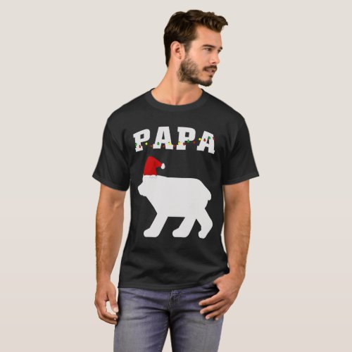 Papa Bear With Santa Hat Christmas Pajama Matching T_Shirt