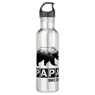 Papa Bear Year Of Fatherhood Grunge Stainless Steel Water Bottle