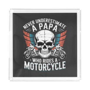 Papa Biker Who Rides A Motorcycle Acrylic Tray