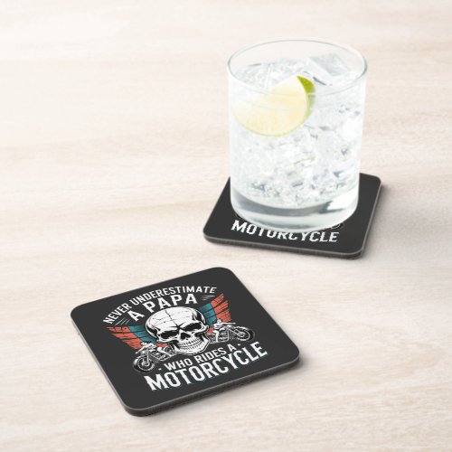 Papa Biker Who Rides A Motorcycle Beverage Coaster