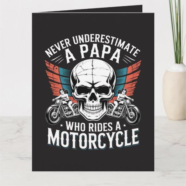 Papa Biker Who Rides A Motorcycle Card (Front)