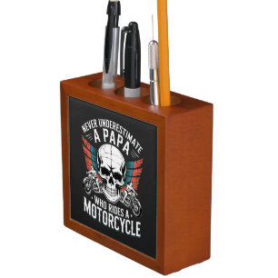 Papa Biker Who Rides A Motorcycle Desk Organizer