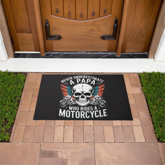 Papa Biker Who Rides A Motorcycle Doormat (Outdoor)