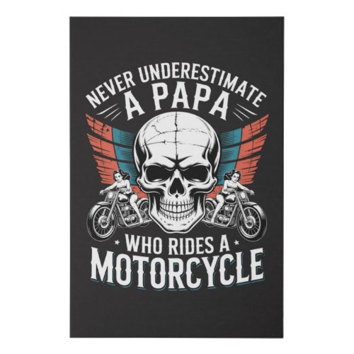 Papa Biker Who Rides A Motorcycle Faux Canvas Print