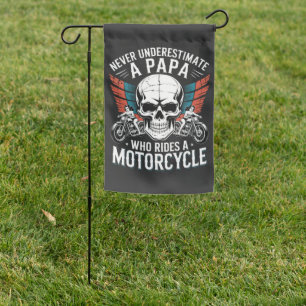 Papa Biker Who Rides A Motorcycle Garden Flag