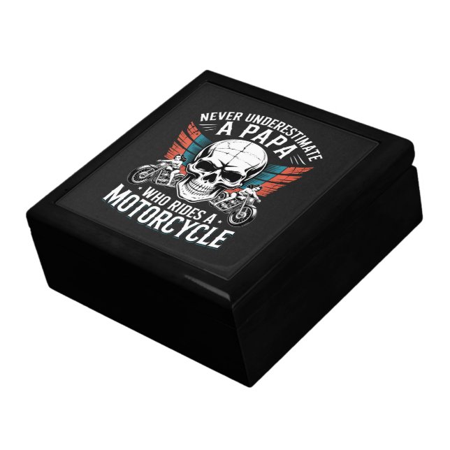 Papa Biker Who Rides A Motorcycle Gift Box (Side)