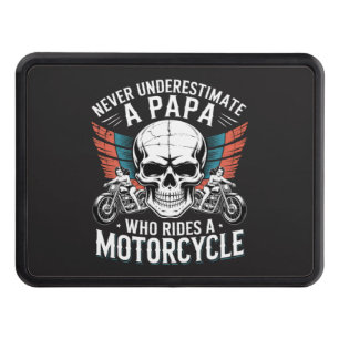 Papa Biker Who Rides A Motorcycle Hitch Cover