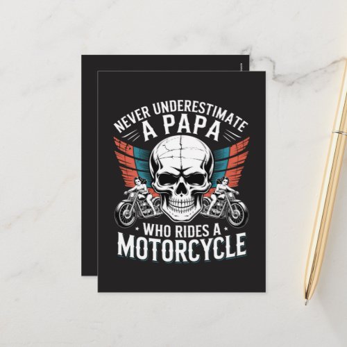Papa Biker Who Rides A Motorcycle Holiday Postcard