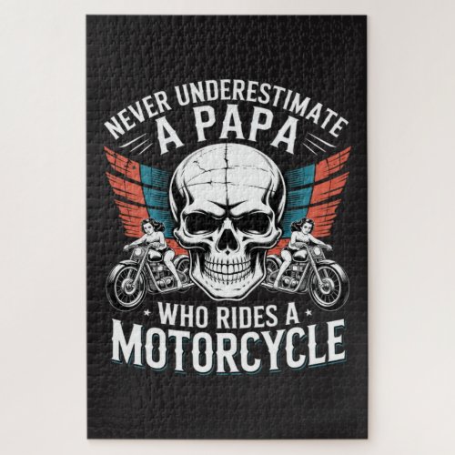 Papa Biker Who Rides A Motorcycle Jigsaw Puzzle