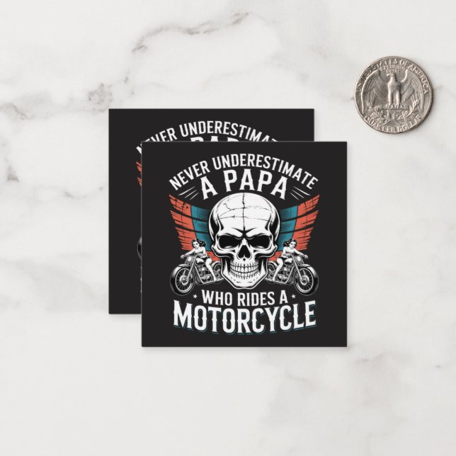 Papa Biker Who Rides A Motorcycle Note Card (Front/Back In Situ)