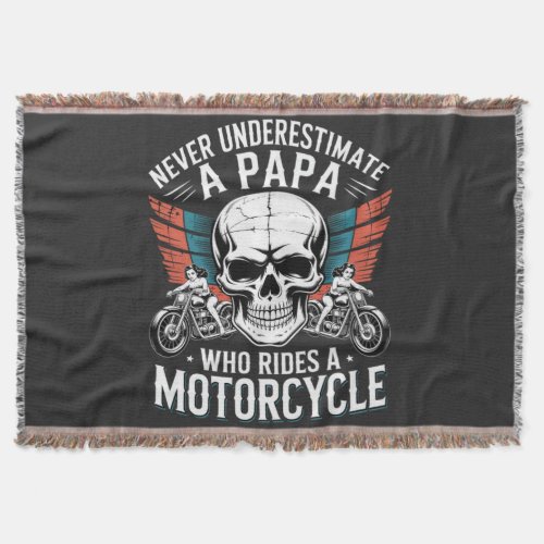 Papa Biker Who Rides A Motorcycle Throw Blanket