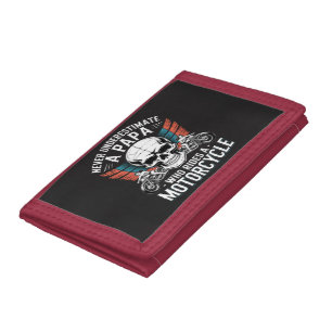 Papa Biker Who Rides A Motorcycle Tri-fold Wallet